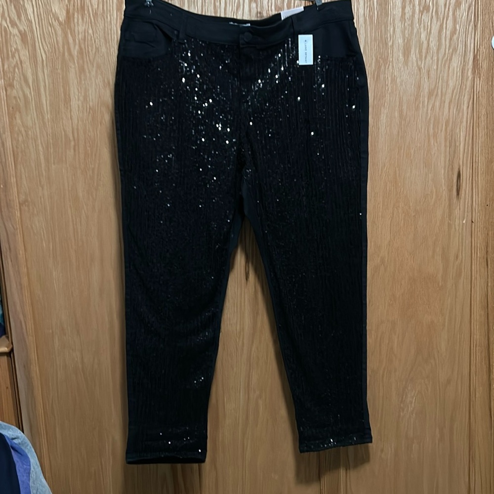 Lane Bryant Signature Fit Boyfriend Jean - Black with sequins. Size 18.